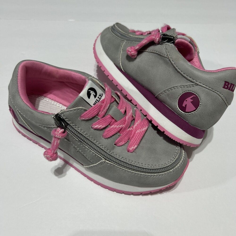 BILLY Footwear  Billy Jogger Grey Pink Zipper Sneakers Shoes Kids 13M Adaptive